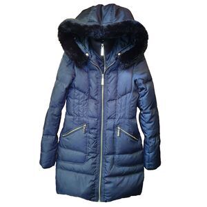 Vince Camuto Faux Fur Trim midweight down coat women XS Winter puffer